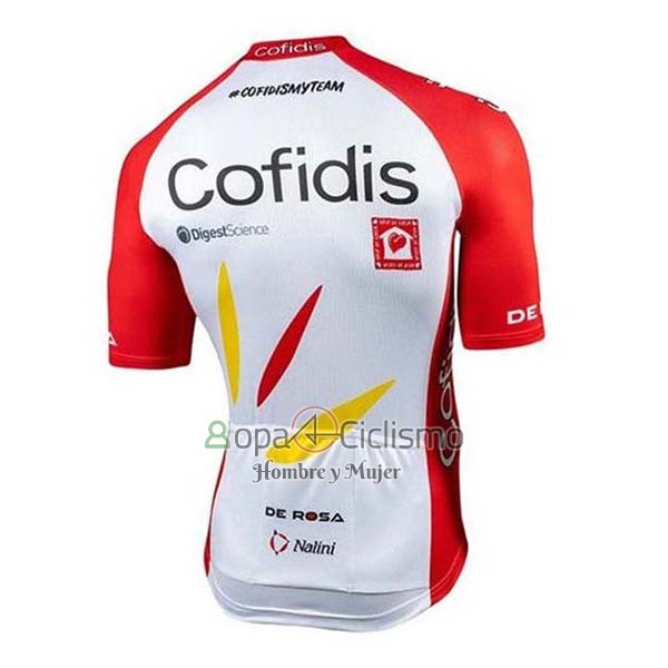 Cofidis Ropa Ciclismo Culotte Corto 2020 Mangas Cortas Rojo Blanco